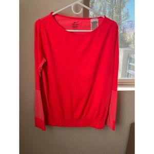 Nike Dri Fit Long Sleeve Athletic Shirt Neon Orange Workout Top Women L